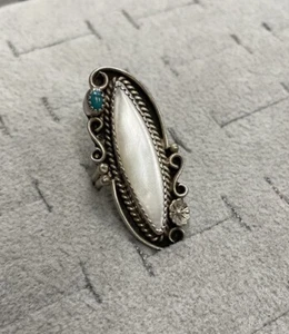 Anillo Navajo Indio Plata Esterlina Turquesa Fila B Yazzie 925 - Imagen 1 de 4