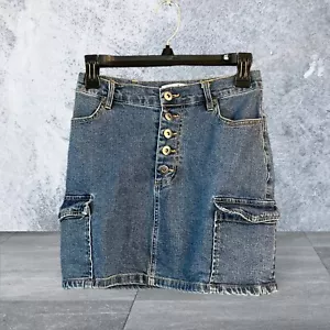 Love Tree Women's Stretch Denim Skirt Size Small Flap Pockets 25” Waist - Picture 1 of 3