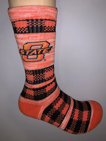 OKLAHOMA STATE COWBOYS COLLEGE JERSEY LOGO MENS PLAID CREW LENGTH SOCKS LARGE Cover