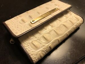 Brahmin  Off White Croc Embossed Leather Medium Credit Cards ID Wallet
