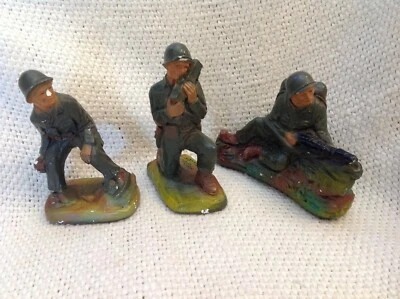 Raro Tres Original 1950 J.H. Soldados de guerra del ejército de Estados Unidos Miller Chalkware Foto 1 de 3