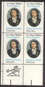 US. 2013. 20c. Dr. Mary Walker. Zip Block of 4 LL. MNH. 1982 - Picture 1 of 2