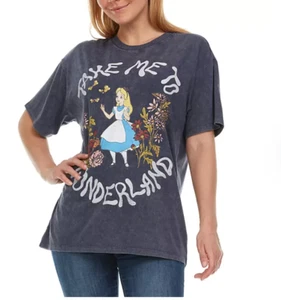 Women’s Disney Alice Take Me To Wonderland Mineral Wash Blue Retro T-Shirt Small - Picture 1 of 4