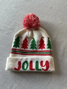Navidad “Jolly” Jingle Bells Pom Gorro Adulto Talla Única Invierno Sombrero - Imagen 1 de 5