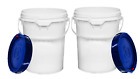 5 gal Food Grade Plastic Bucket Pail Container Blue Screw Air Tight Lid (2 Pack)