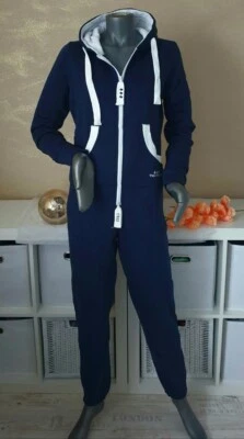 Damen Freizeitanzug Jumpsuit Overall Einteiler Hausanzug Jogginganzug blau Gr XL - Bild 1 von 4