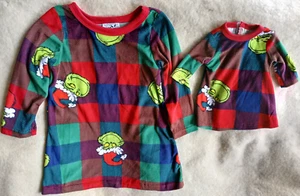 DR SEUSS*THE GRINCH RED*GREEN & BLUE NIGHT GOWN/MATCHING DOLL GOWN-SIZE 4-NEW - Picture 1 of 3