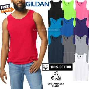 Gildan Cotton Mens Tank Top Made With Sustainable USA %100 Heavy Cotton S-3X NEW - Picture 1 of 12