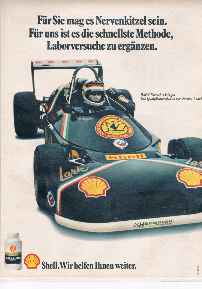 Shell Werbeanzeige Werbung mit BMW Formel 3 Wagen  NG - Bild 1 von 1
