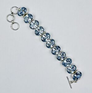 925 Sterling Silver White Topaz Gemstone Handmade Jewelry Chain Bracelet