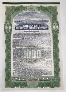 Original GOLDEN GATE BRIDGE $1000 Construction Bond Series C 1935/1971 #34446 - Bild 1 von 2