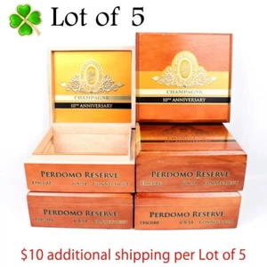 Lote de 5 cajas de cigarros de madera Perdomo Epicure Ct 10 aniversario 7,75" x 7" x 3" - Imagen 1 de 12