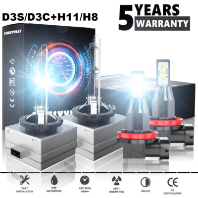 Para For Lincoln MKS 2009-2016 D3S HID LED faro alto/Lo + H11 luz antiniebla - Image 1 of 4