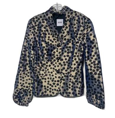 Moschino Blazer Manga Abullonada Lunares Tafetán Gris Plata Iridiscente 10  Foto 1 de 4