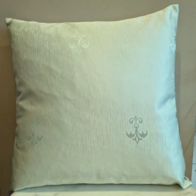 Cushion Covers Mint Green Embroidered Damask 18 x 18" 45 x 45cm Thick Fabric - Image 1 of 4