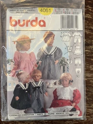 Burda 4061 UNCUT Sewing Pattern, 12"-22" Doll Clothes - Image 1 of 2