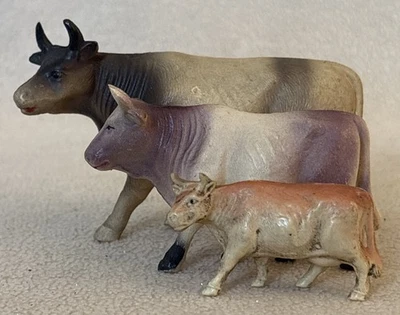 3 figuras de juguete pintadas de celuloide vintage de vacas ganado animales de granja JAPÓN Foto 1 de 4