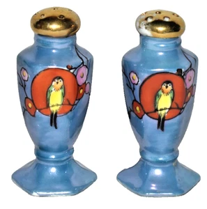 Juego de coctelera de sal y pimienta Lustreware vintage de Japón pájaros loro agapornis - Imagen 1 de 3