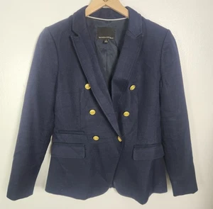 Banana Republic Women's Sz. 2 Navy Textured Gold Button Blazer Jacket - Picture 1 of 6