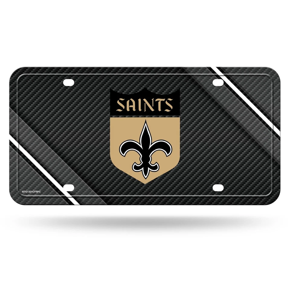 New Orleans Saints Premium Metal Auto Tag Matrícula, Logo Retro, Carbono... Foto 1 de 1