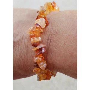Orange Naturstein poliert Chip Stretch Armband, NEU - Bild 1 von 12