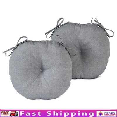 Paquete de 2 cojines de asiento de bistró para exteriores redondos suaves relleno de poliéster resistentes a la intemperie Foto 1 de 4