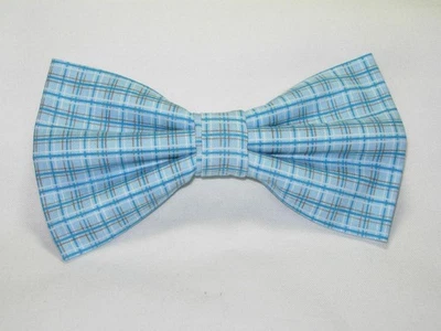 Trendy Blue Plaid, Light & Dark Teal Blue Plaid, Wedding, Prom, Pre-tied Bow tie - Image 1 of 4