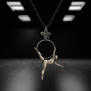 Aerial Hoop Pendant Necklace - Vintage Style 925 Silver Jewelry for Performers - Picture 1 of 15