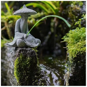 Mini Fisherman Figurine Sandstone Asian Aquarium Decorations Japanese Garden - Picture 1 of 6