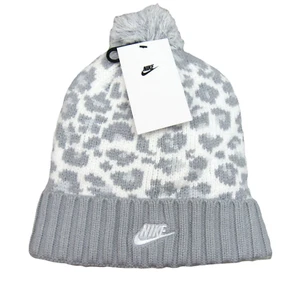 Nike Sportwear Snow Leopard Womens Pom Beanie One Size NEW DM8403-063 - Picture 1 of 10