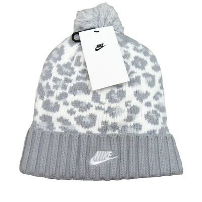 Nike Sportwear Snow Leopard Womens Pom Beanie One Size NEW DM8403-063 - Image 1 of 4