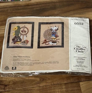 Vtg 80s Wool Crewel Embroidery Kit #0552 "Indian Artifacts" Southwest Native NEW - Picture 1 of 7
