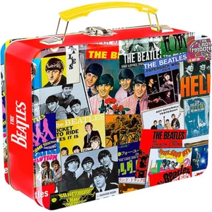 THE BEATLES - Large Tin Tote / Metal Lunch Box 45 RPM Singles Covers Design - Picture 1 of 1
