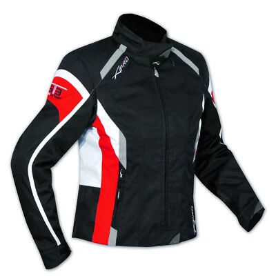 Jacke Textil Damen Motorrad Racing CE Protektoren Thermofutter Weiß Rot - Bild 1 von 3