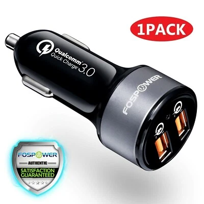 Universal Quick Charge 3.0 36W Dual Port USB Fast Car Charger for iPhone Samsung - Image 1 of 4