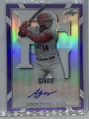2021 LEAF PERFECT GAME METAL PURPLE REFRACTOR ADONYS GUZMAN AUTO 6/25 - Image 1 of 2