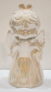 Vtg Ceramic Girl Angel Figure Kissing Pose Opalescent 8 Inch - Picture 1 of 24