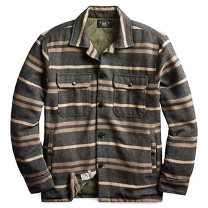 RRL Ralph Lauren Southwestern Striped Jacket Lined Wool Overshirt Men's Medium M - Picture 1 of 2