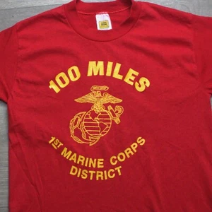 VTG 80s USMC 1st District Marine Corps 100 Miles T Shirt SZ M Single Stitch - Picture 1 of 5