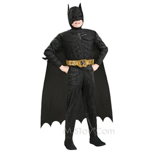 NEW Batman Dark Knight Muscle Chest Boy Costume Jumpsuit Size L(12-14) w/ Mask - Bild 1 von 1