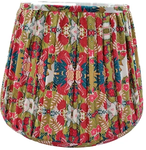 Handmade Gathered Fabric Lampshade 10" Top 16" Bottom 10.5" Tall Fully Lined - Picture 1 of 24