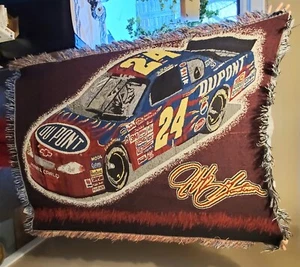 Jeff Gordon Tapestry NASCAR #24 Race Throw Blanket  2002 Cozy Infield Man Cave - Picture 1 of 4
