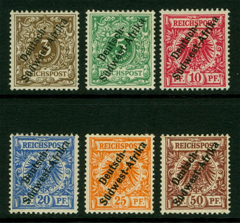 German Colonies - SOUTH WEST AFRICA 1897 SURCHARGED complete set Sc# 1-6 mint MH - Image 1 of 1