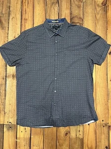 Ted Baker Button Down Short Sleeve Shirt Black Pattern Size 5 EUC - Picture 1 of 4