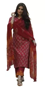 Women Viscose Printed Kurta Pant With Dupatta - Picture 1 of 7