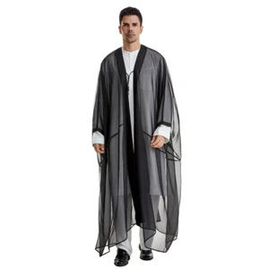 Men Kimono Jubba Thobe Islam Arabic Dress Kaftan Cloak Bisht Abaya Robe Djellaba - Picture 1 of 60