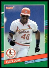 1991 Donruss Baseball Card Felix Jose St. Louis Cardinals #656