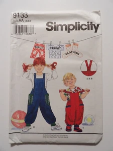 Simplicity 9133 Child's Top/Overalls Size 2-3-4 Birch Street Clothing Uncut - Picture 1 of 3