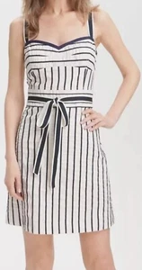 Tory Burch Kinsley Nautical Stripe Dress Belted Cruise Sundress A Line 6 Medium - Picture 1 of 9