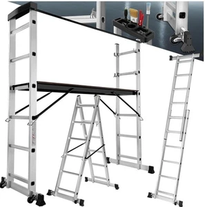 3 Way Combination Ladder Scaffold Aluminium Multi Purpose Ladder Platform New - Picture 1 of 4